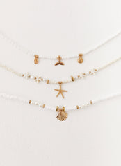 Luca Beaded Necklace - White