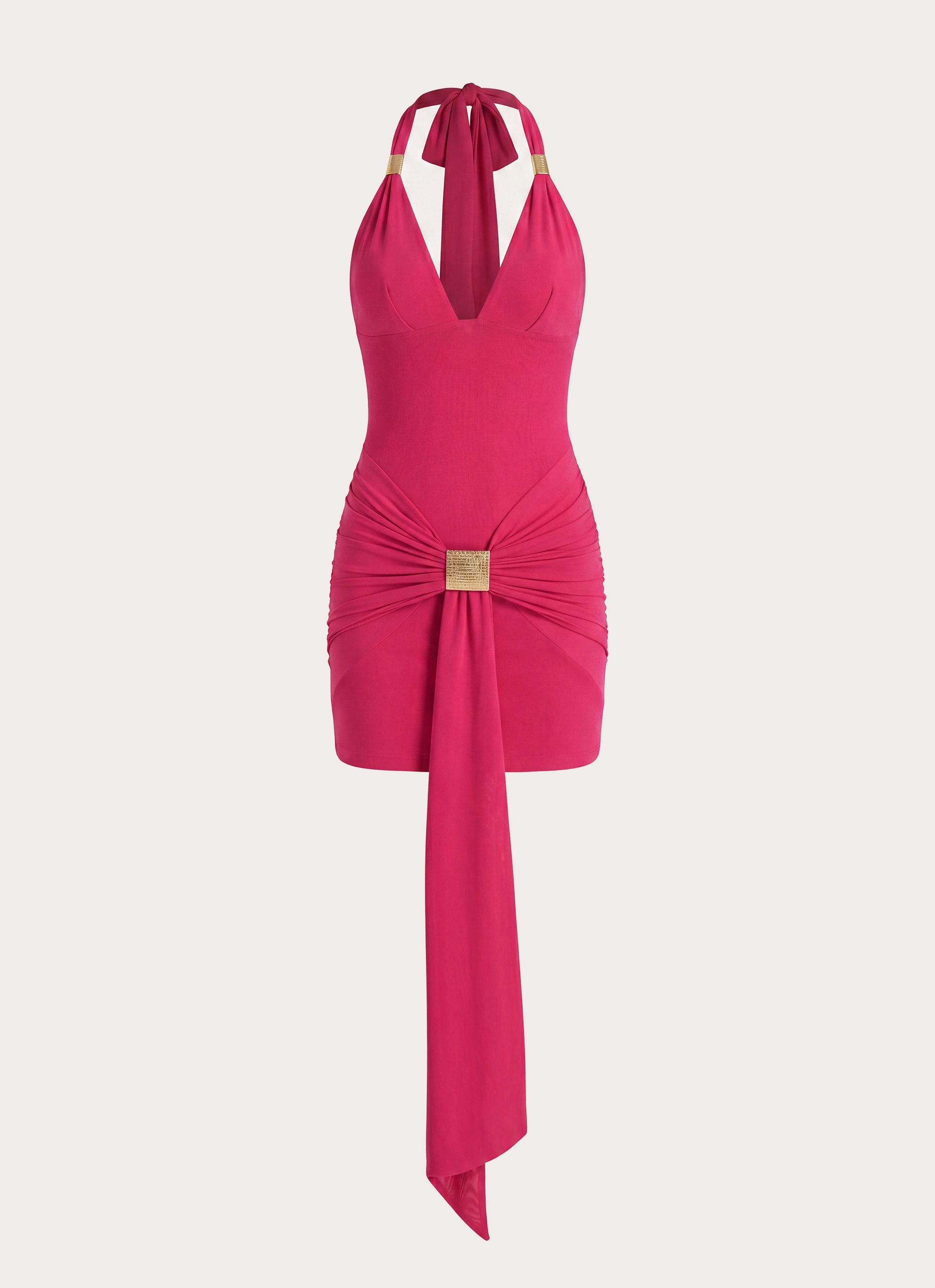 Miyah Halter Hardware Mini Dress - Berry