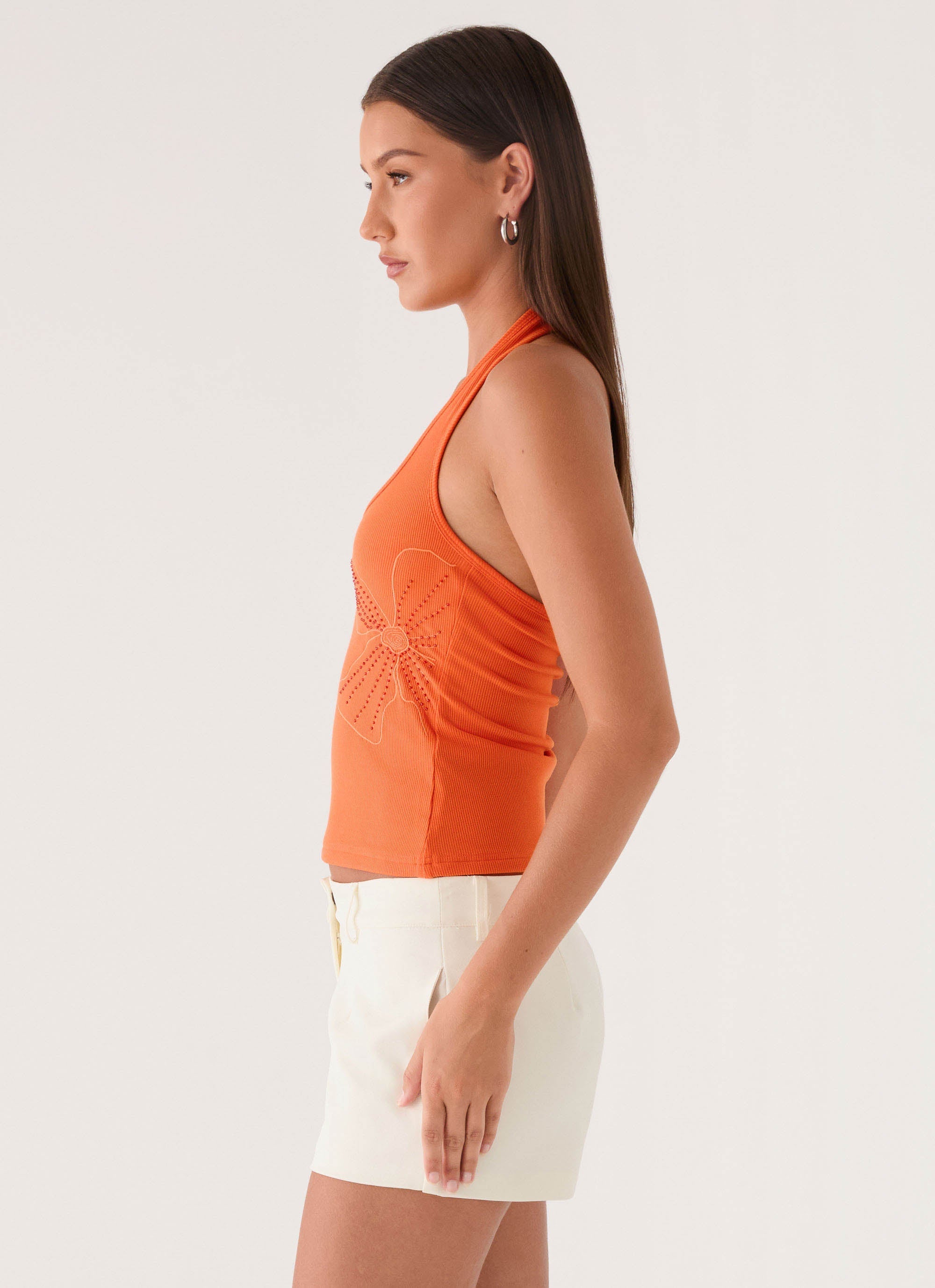 Monay Beaded Halter Top - Orange