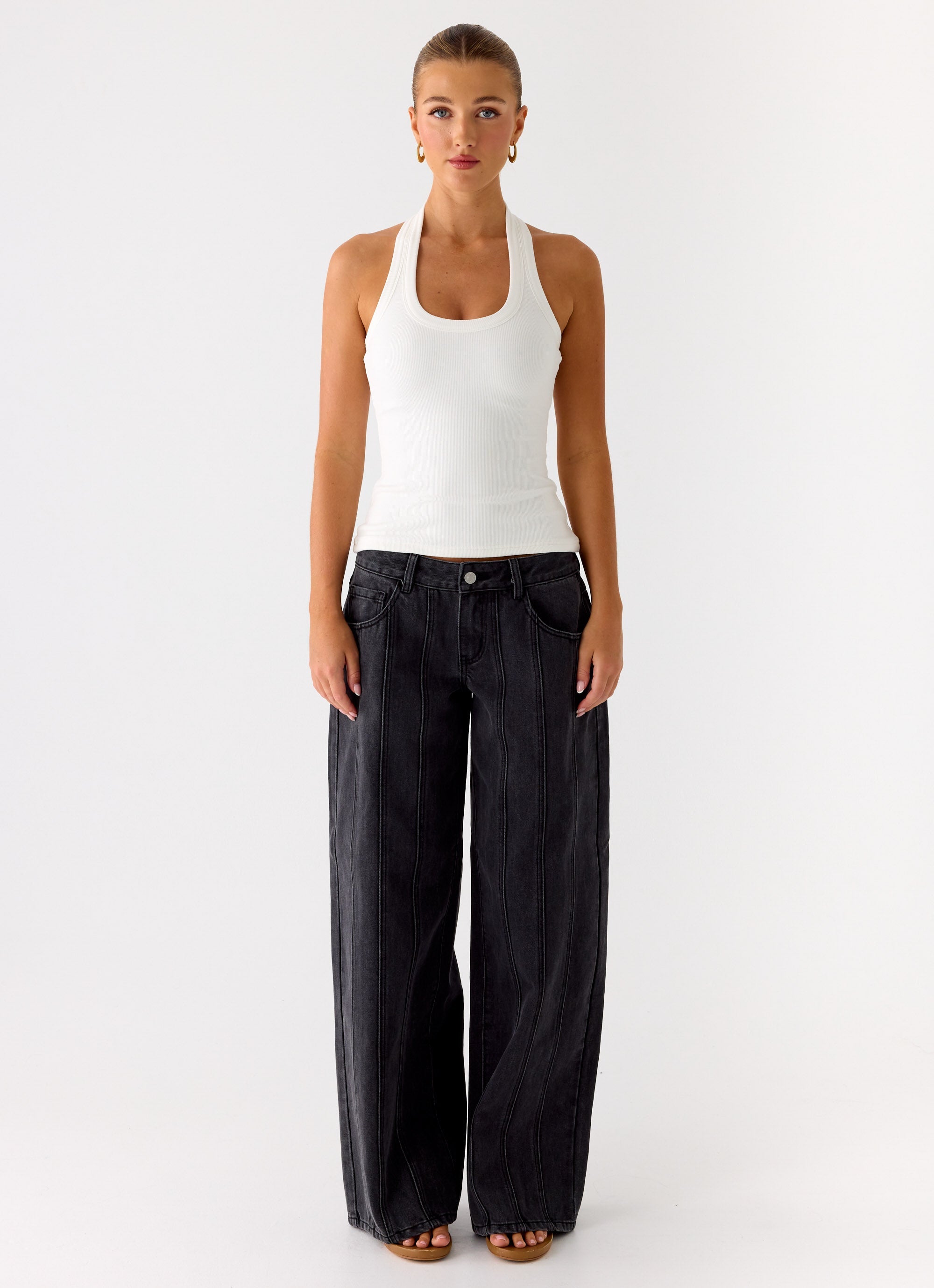 Nauton Ribbed Halter Top - White