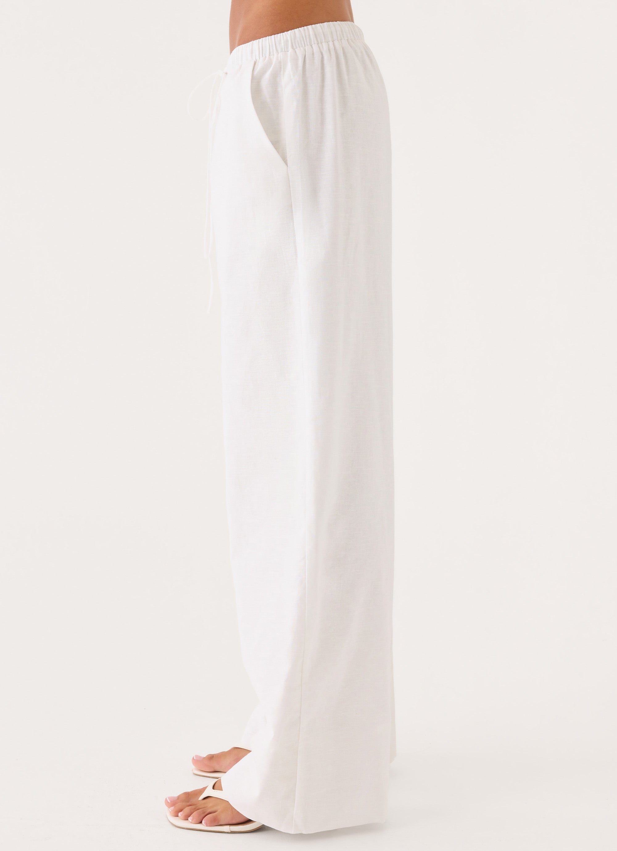 Norene Linen Wide Leg Pant - White