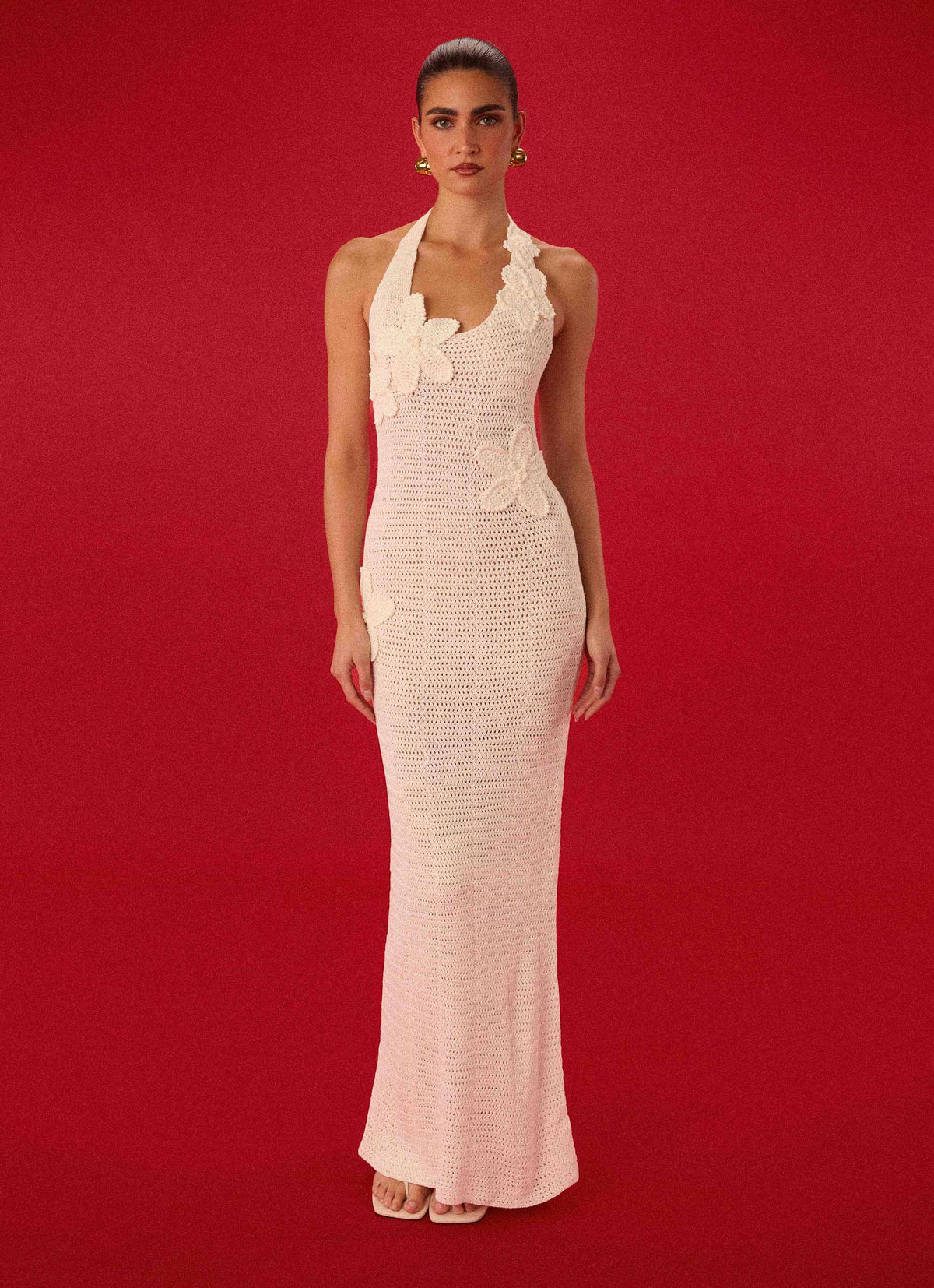 Novalee Flower Crochet Maxi Dress - Ivory