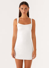 Odette Satin Mini Dress - White