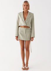 Olea Open Back Cropped Blazer - Sage