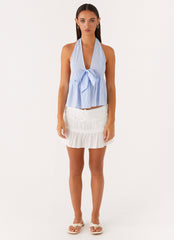 On Repeat Halter Top - Blue Stripe