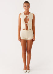 Ownley Sequin Knit Shorts - Ivory