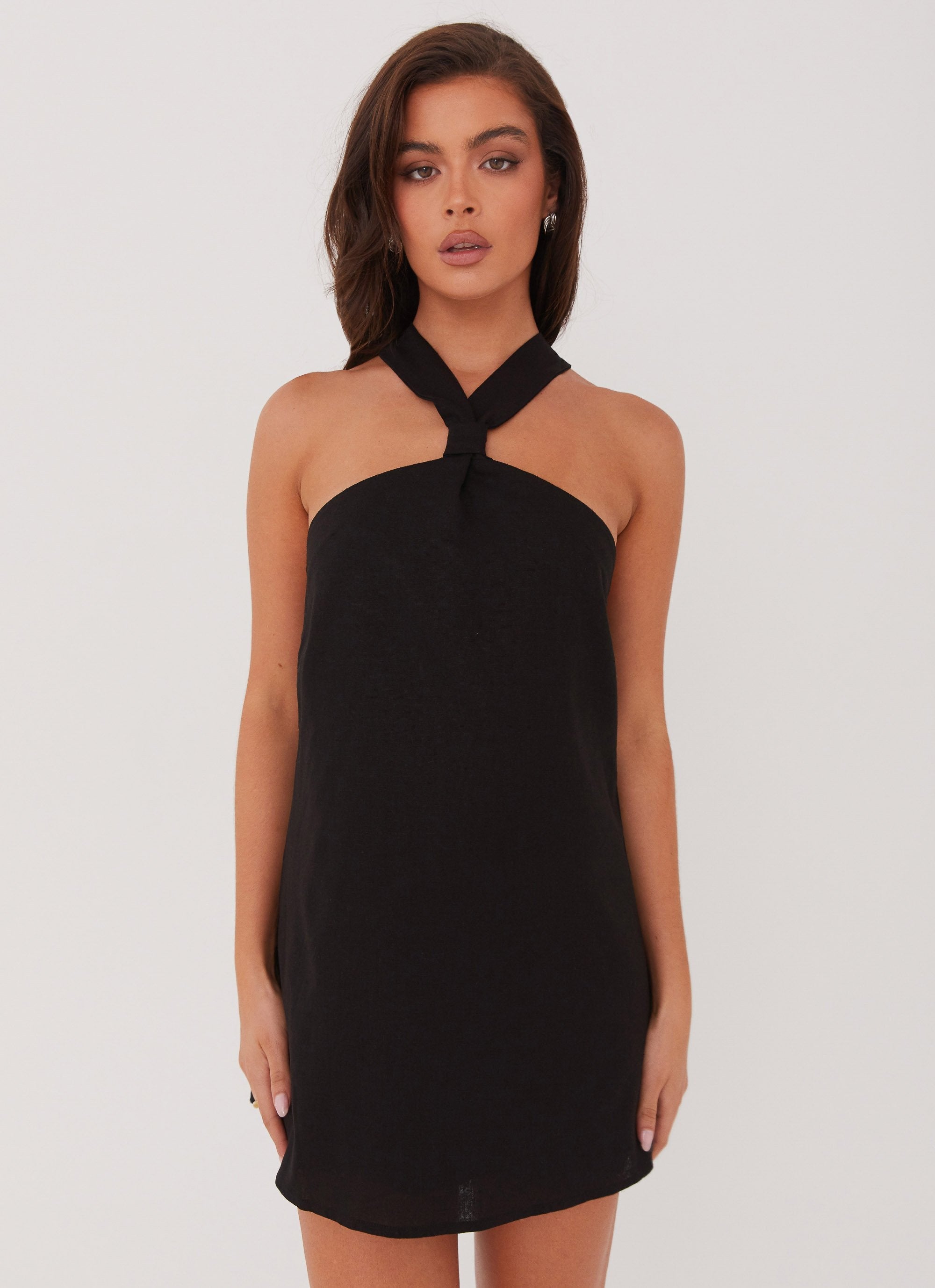Keira Linen Micro Mini Dress - Black