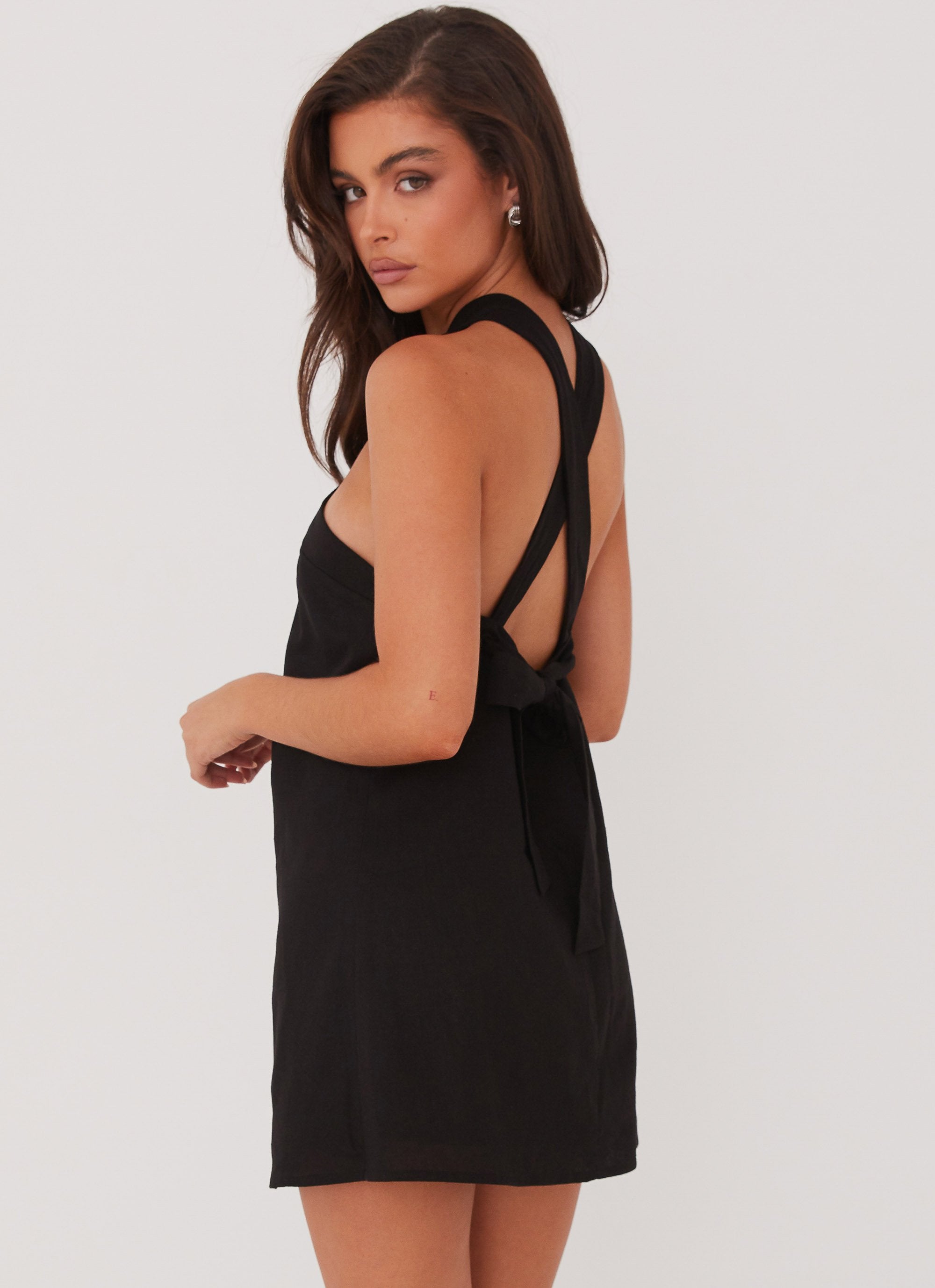 Keira Linen Micro Mini Dress - Black