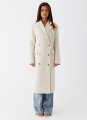 Dalia Double Breasted Blazer Coat - Beige
