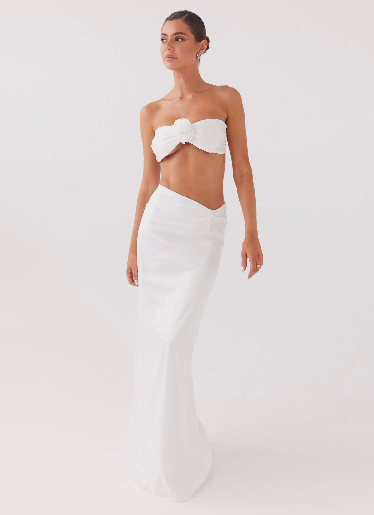 Crescent Light Twist Maxi Skirt - Ivory
