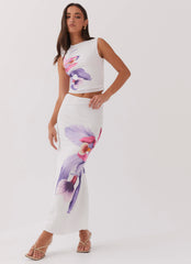 Waiting For Dawn Mesh Maxi Skirt - White