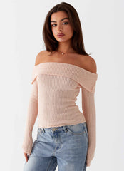 Rina Long Sleeve Knit Top - Blush