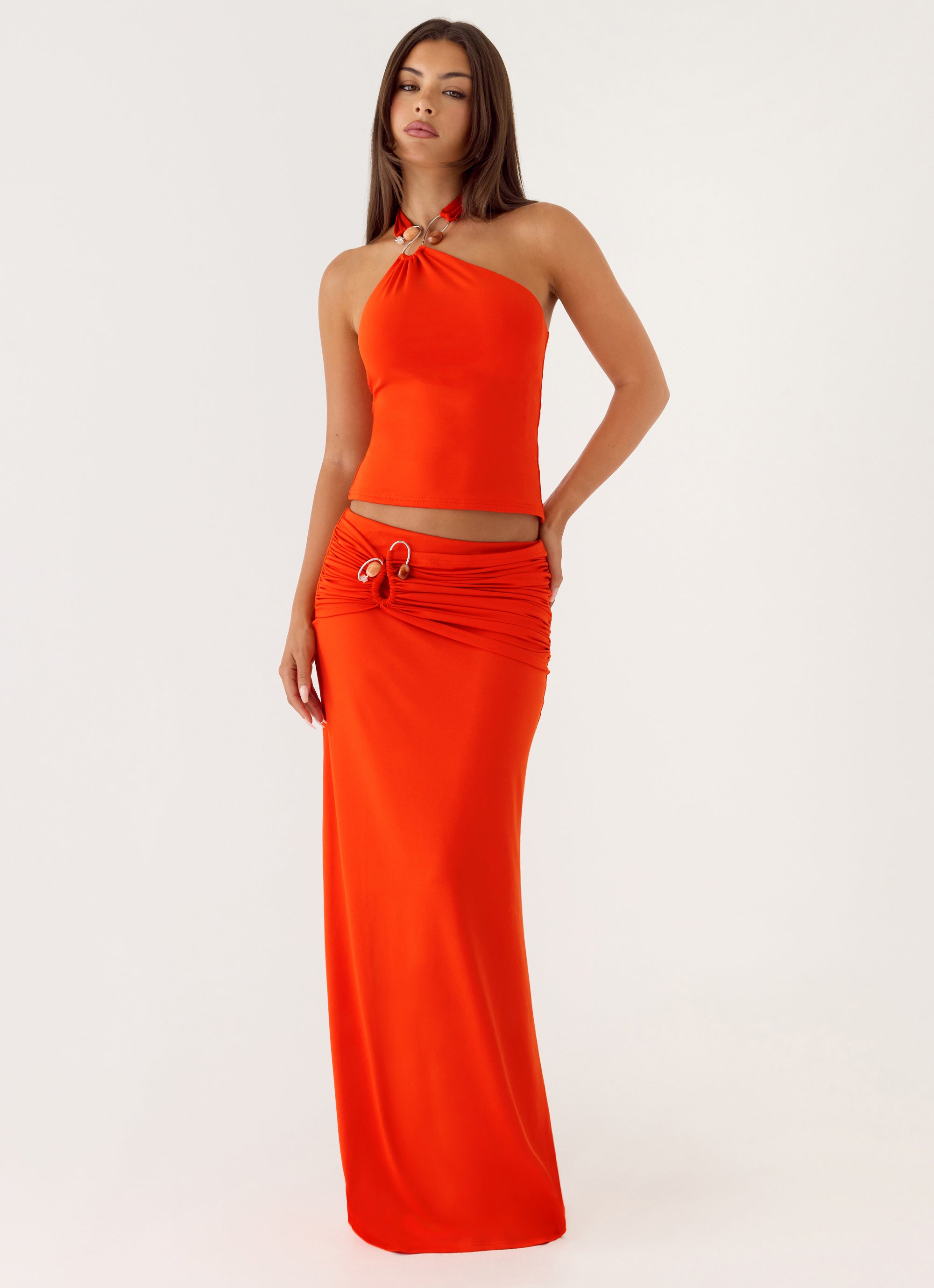 Selmah Hardware Maxi Skirt - Tangerine