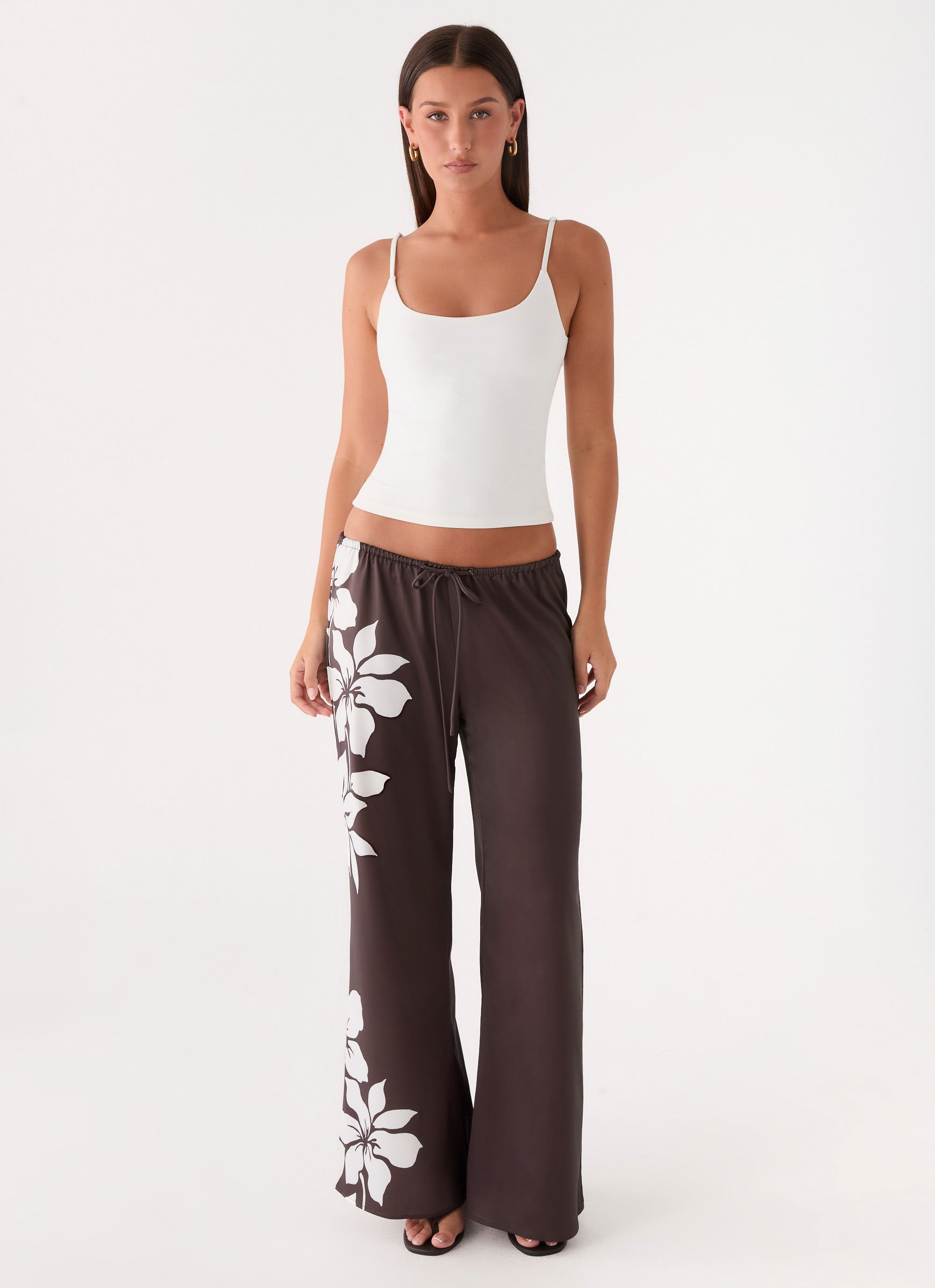 Sorena Low Rise Flared Pants - Chocolate Tropic Floral