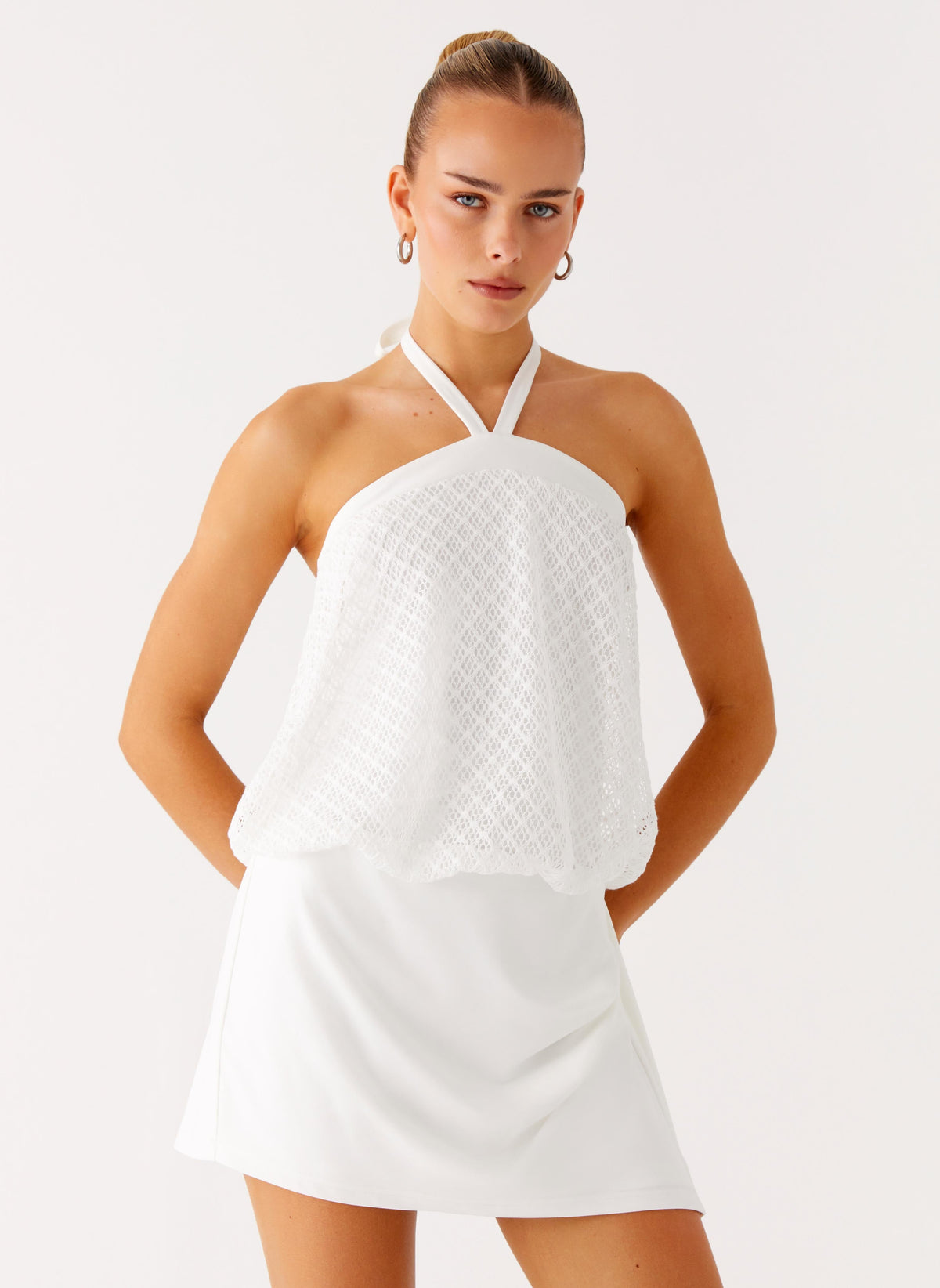 Switch Up Halter Mini Dress - Ivory