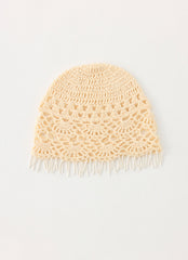 Tangy Twist Crochet Hat - Cream