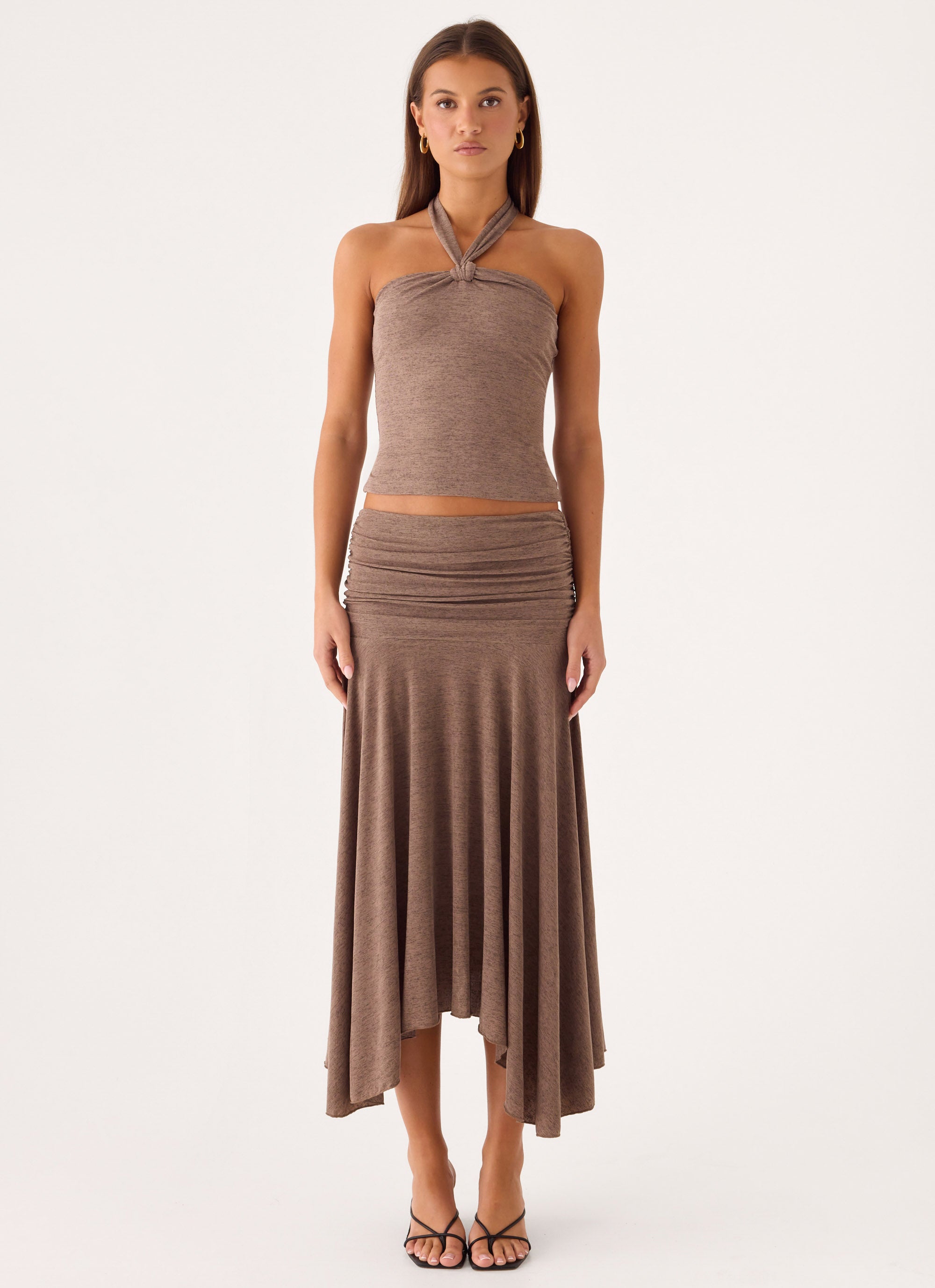 Zayde Midi Skirt - Taupe